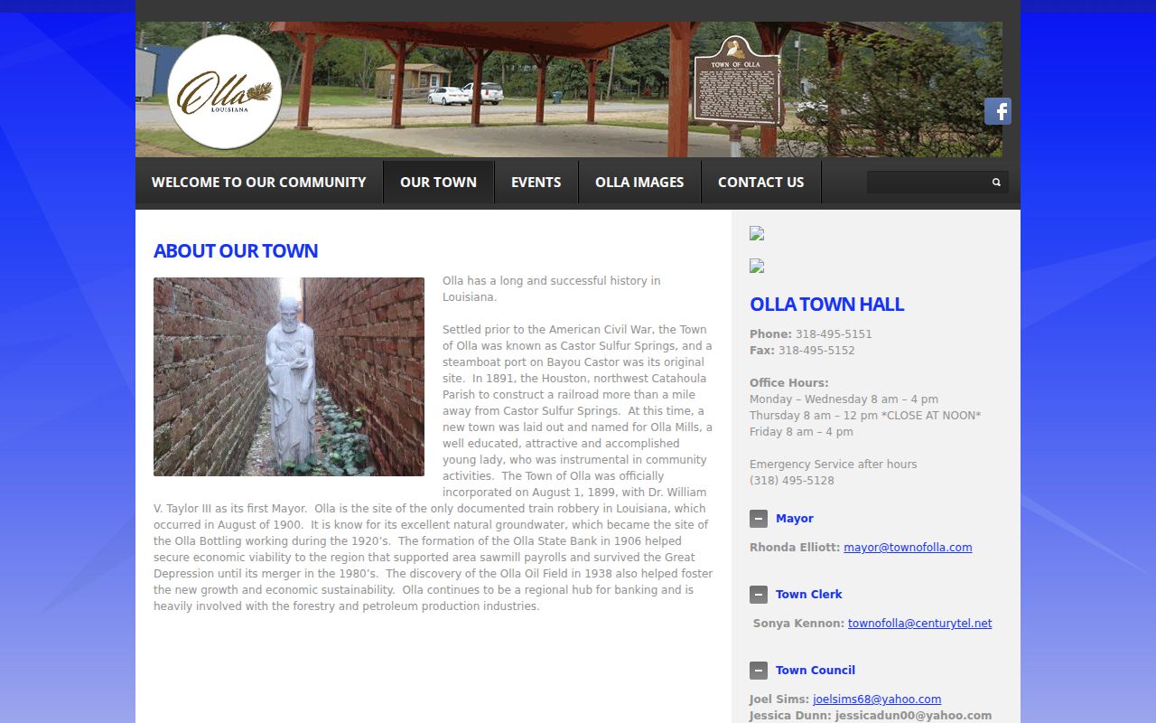 Olla town hall and Mayor's Court contact block for warrant questions