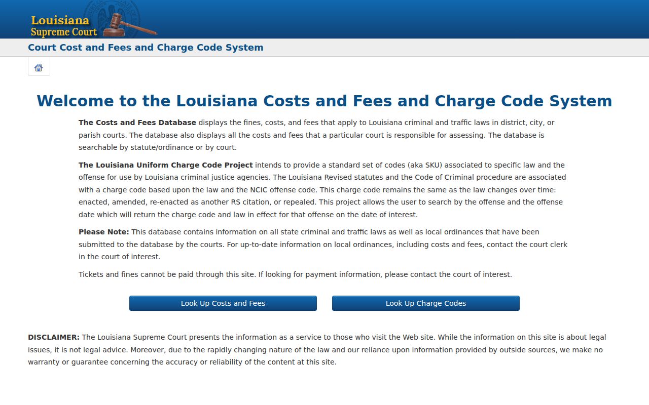 LaSalle Parish traffic warrant cost research on the state charge code database